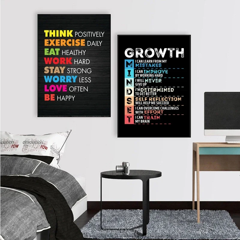 Home Office Room Inspiration - Pintura en lienzo con citas de