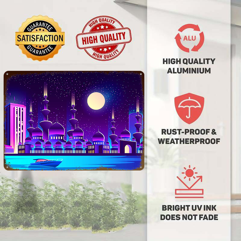 Póster Metálico Synthwave Ciud - Home Office Dubai reseña y precio